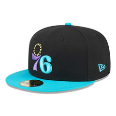 Black/Turquoise Philadelphia 76ers Arcade Scheme 59FIFTY Fitted Hat | NBA
