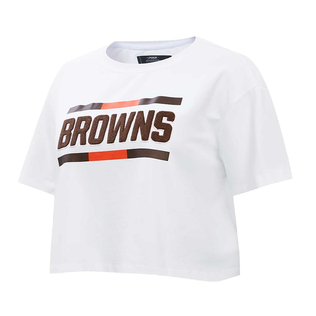 Cleveland Browns Pro Standard Women's New Helmet Capsule Cropped T-Shirt | NFL New