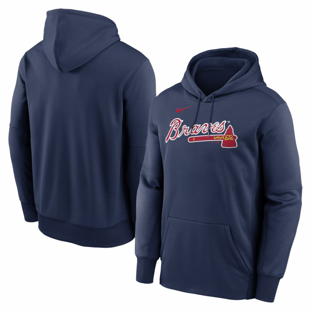 Atlanta Braves Nike Primary Wordmark Therma Hoodie - MLB Hoodies