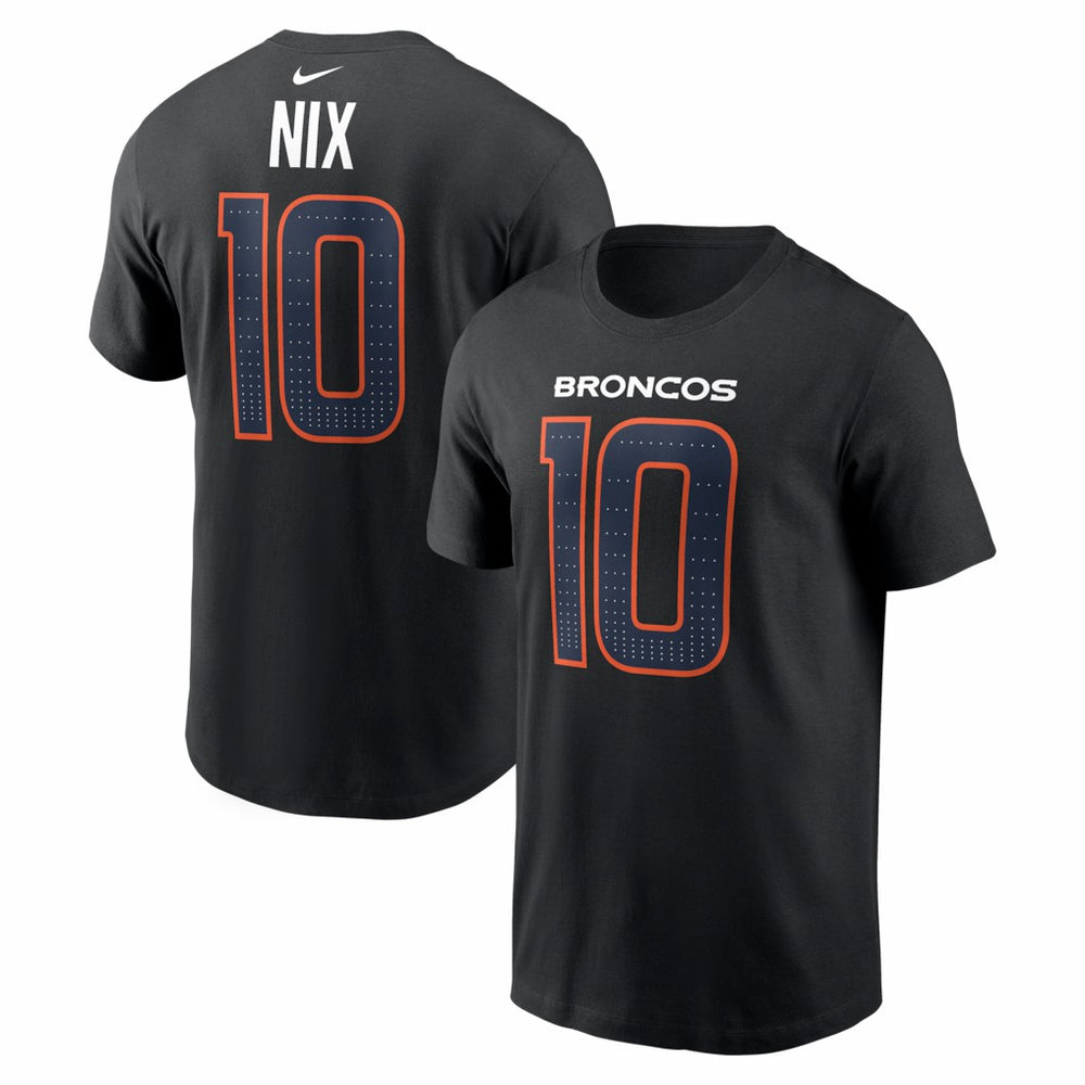 Denver Broncos Bo Nix  Carbon Name & Number T-Shirt | NFL Online