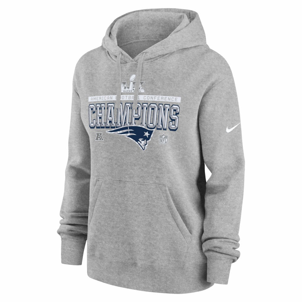 New England Patriots Women's 2025 AFC Champions Locker Room Trophy Collection Club Fleece Hoodie | NFL Hot