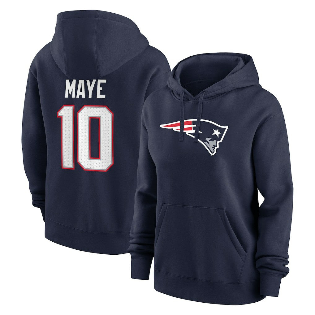 New England Patriots Drake Maye  Women's Player Name & Number Fleece Hoodie | NFL US