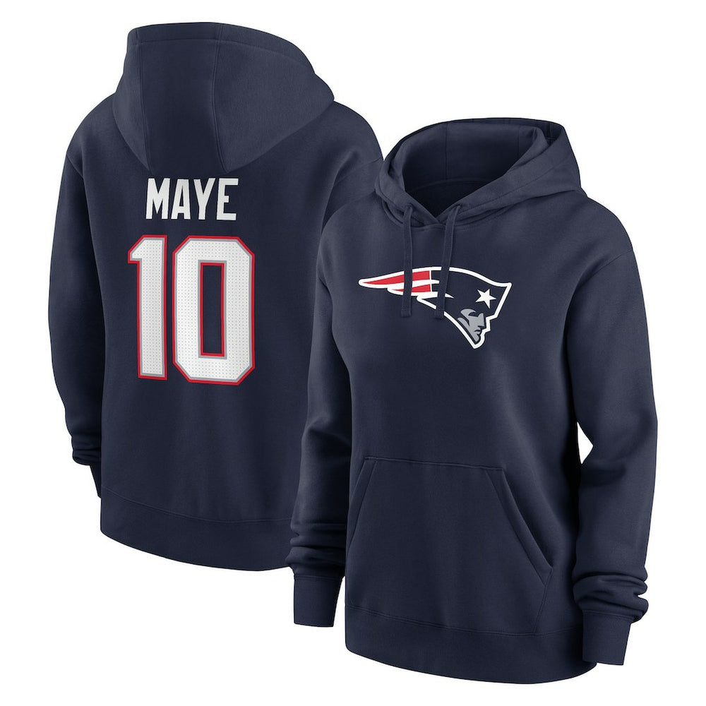 New England Patriots Drake Maye  Women's Player Name & Number Fleece Hoodie | NFL US