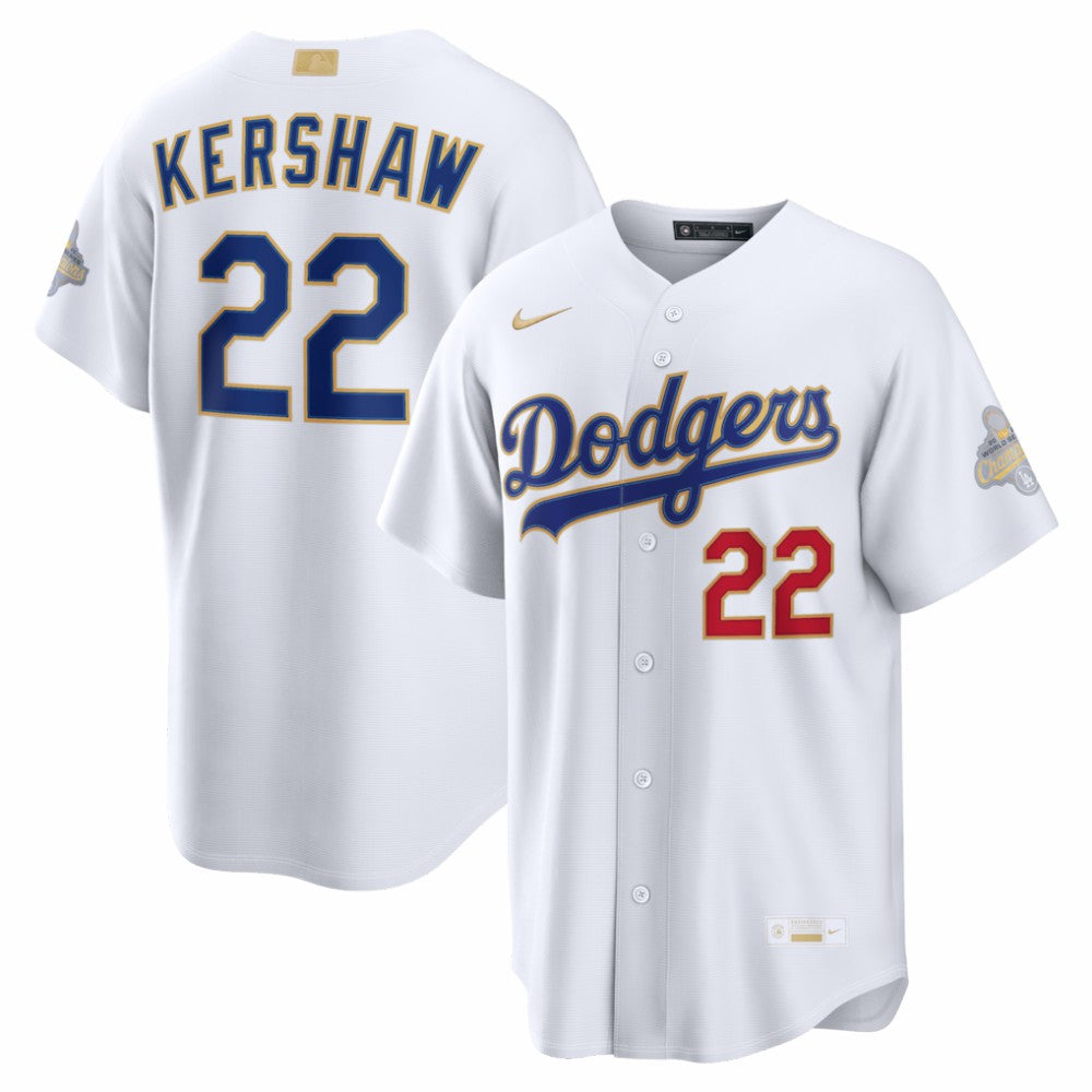 Clayton Kershaw Los Angeles Dodgers Nike 2026 Gold Collection Stadium Jersey - MLB Jerseys