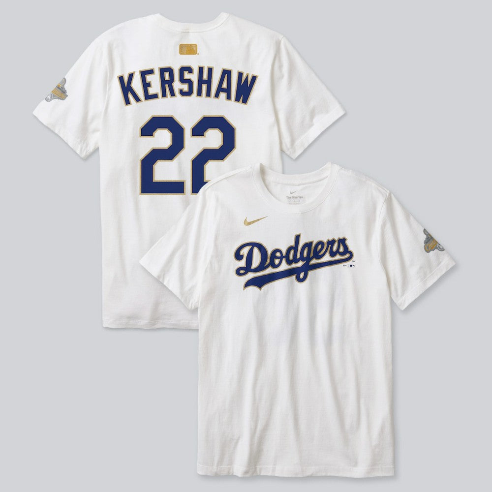 Clayton Kershaw Los Angeles Dodgers Nike 2026 Gold Collection Player Name & Number T-Shirt - MLB T-shirts