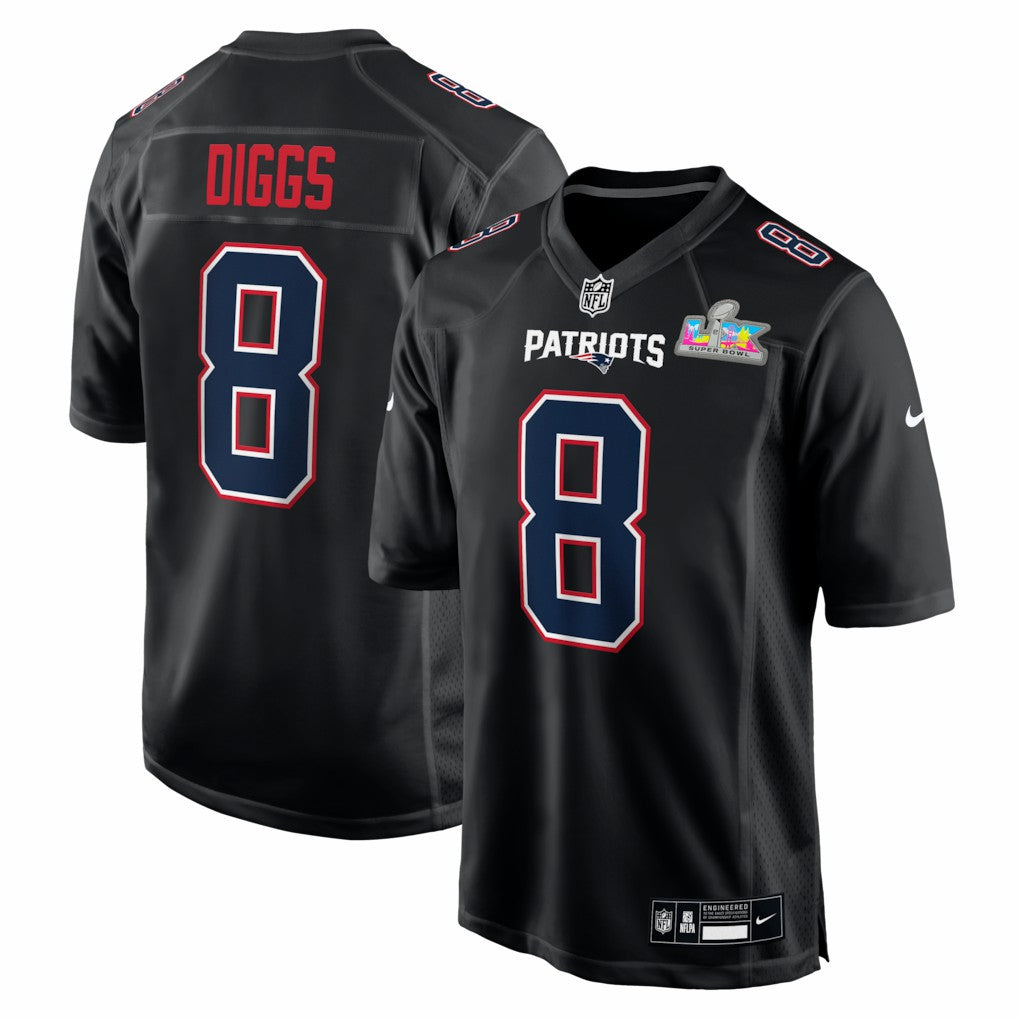 New England Patriots Stefon Diggs  Super Bowl LX Patch Carbon Fashion Game Jersey | NFL Discount