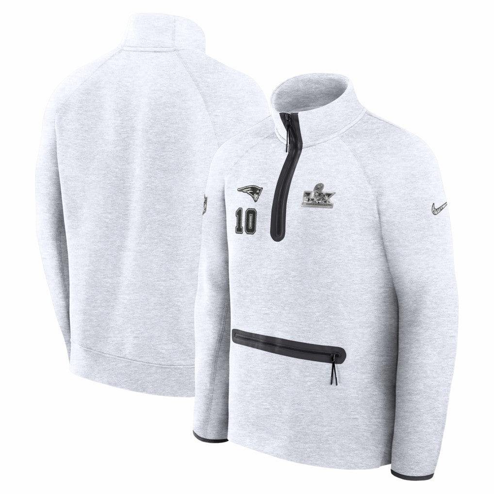 New England Patriots Drake Maye  Super Bowl LX Opening Night Tech Fleece Half-Zip Sweatshirt | NFL Discount