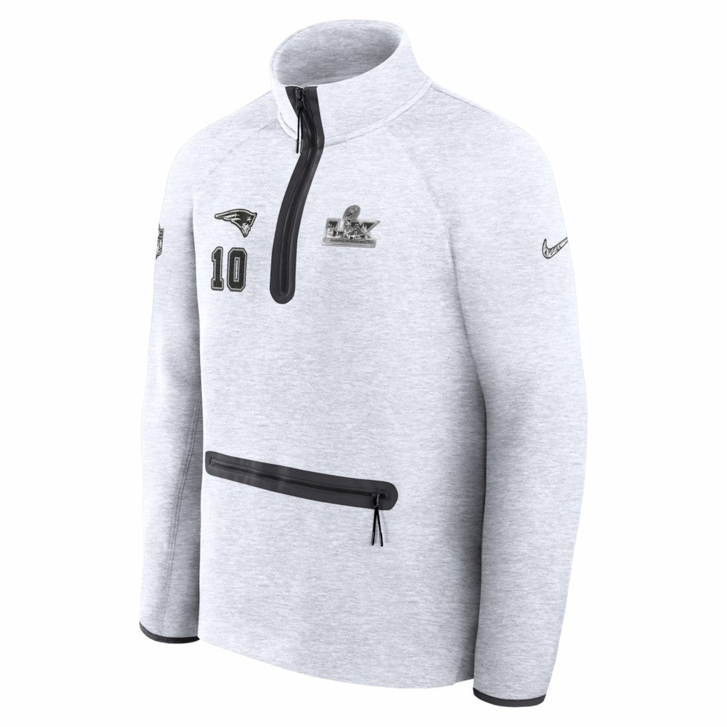 New England Patriots Drake Maye  Super Bowl LX Opening Night Tech Fleece Half-Zip Sweatshirt | NFL Discount