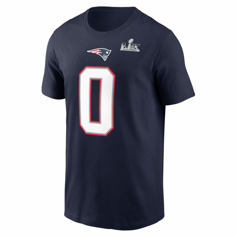 New England Patriots Christian Gonzalez  Super Bowl LX Patch Name & Number T-Shirt | NFL US