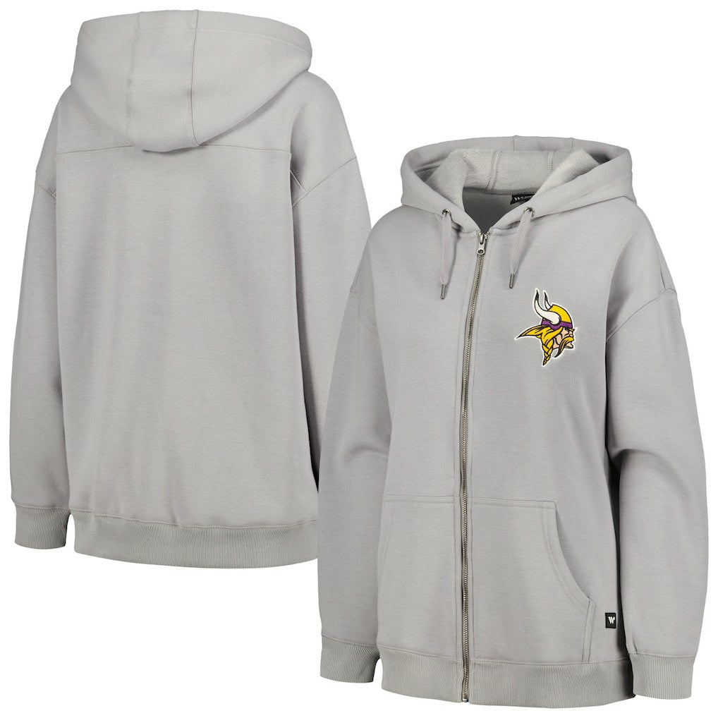 Minnesota Vikings The Wild Collective Women's Faux Fur Lined Tri-Blend Full-Zip Hoodie | NFL Hot