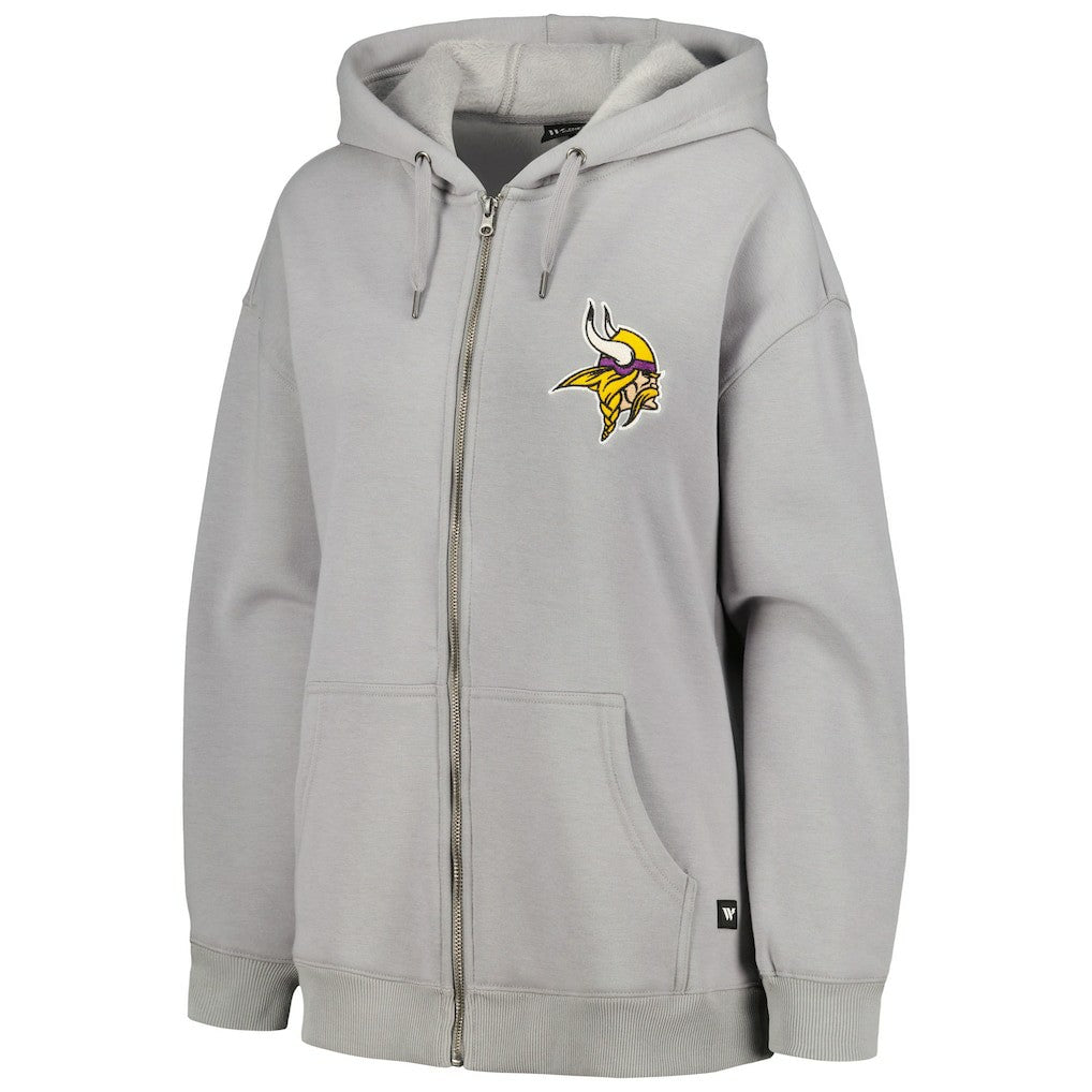 Minnesota Vikings The Wild Collective Women's Faux Fur Lined Tri-Blend Full-Zip Hoodie | NFL Hot