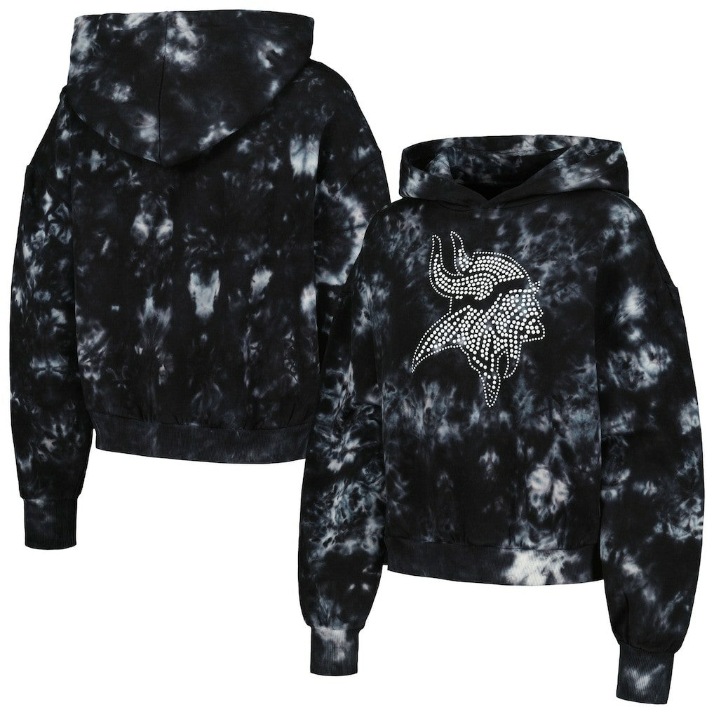 Minnesota Vikings The Wild Collective Women's Tie-Dye Cropped Pullover Hoodie | NFL On sale