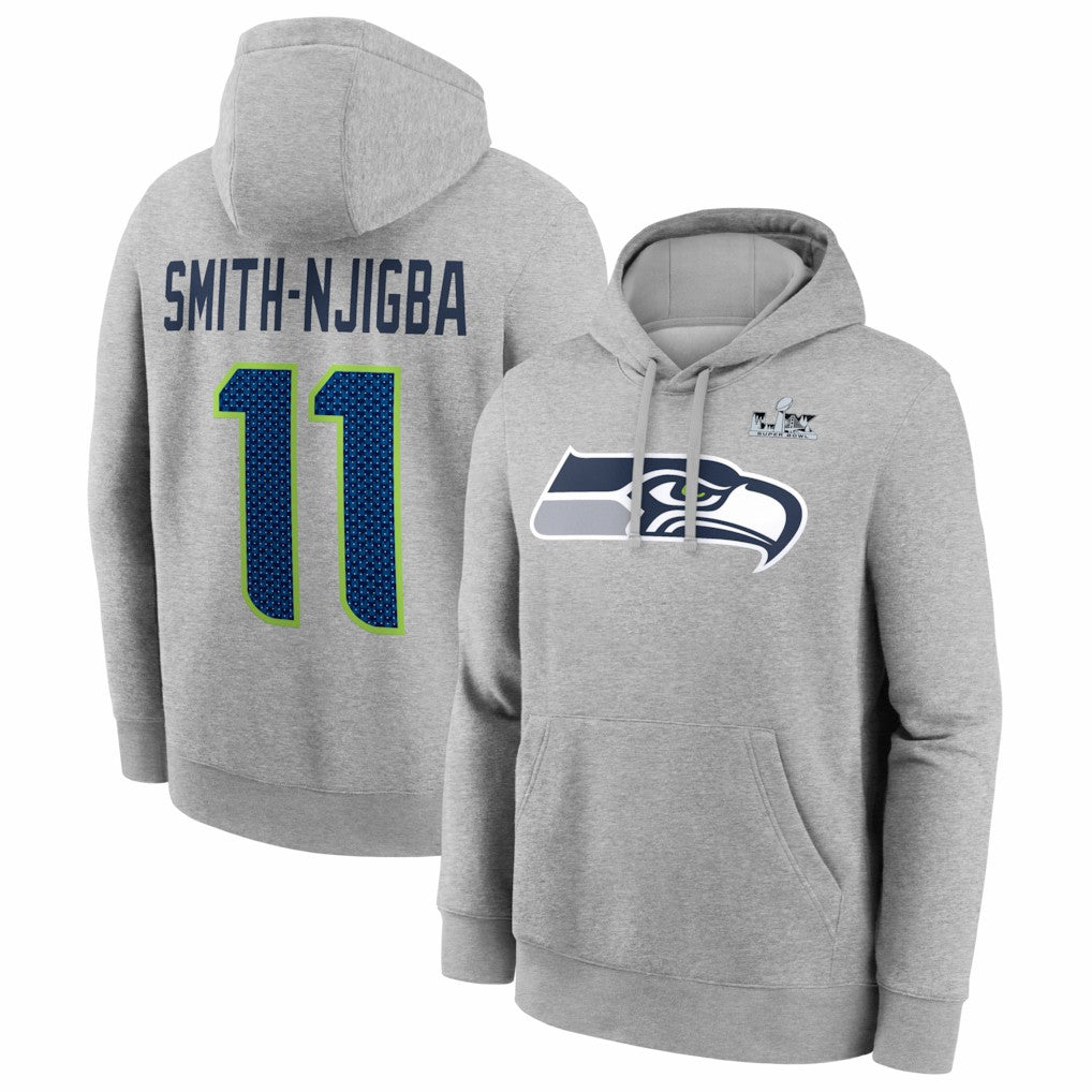 Seattle Seahawks Jaxon Smith-Njigba  Super Bowl LX Patch Name & Number Hoodie | NFL Sale