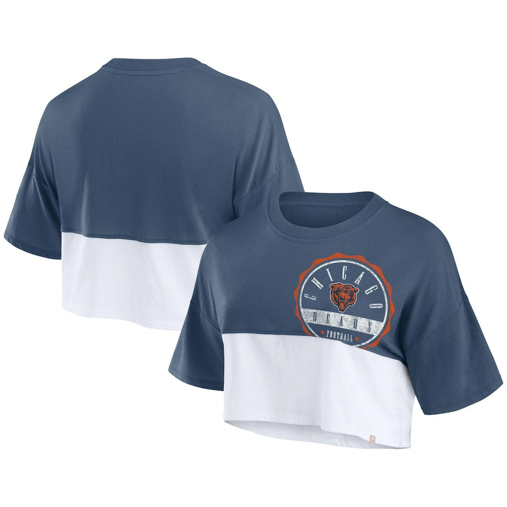 Chicago Bears Women's Boxy Color Split Cropped T-Shirt | NFL Hot