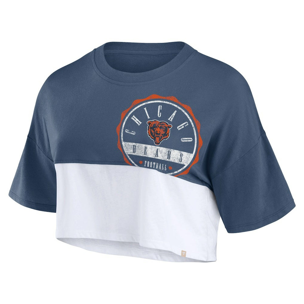 Chicago Bears Women's Boxy Color Split Cropped T-Shirt | NFL Hot