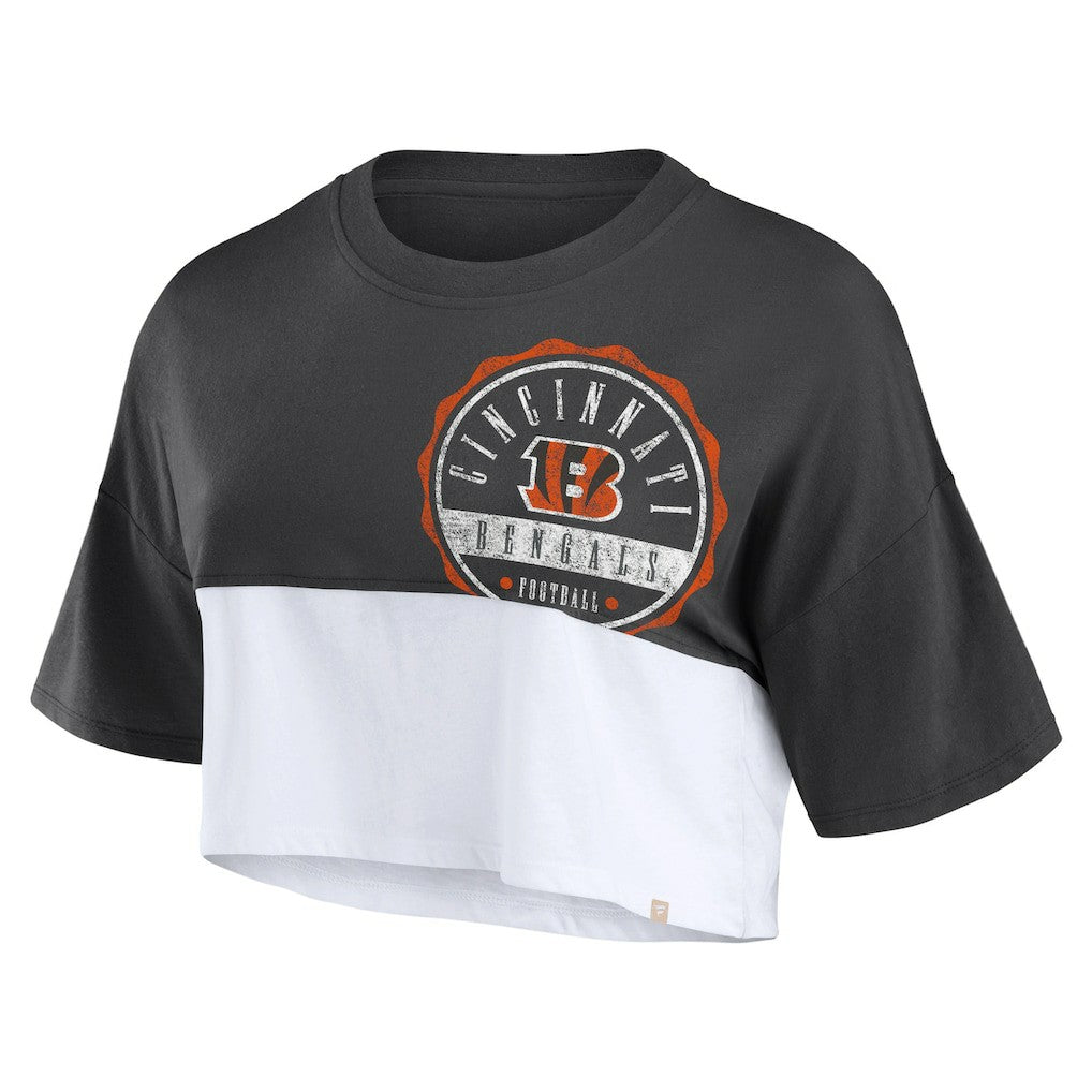 Cincinnati Bengals Women's Boxy Color Split Cropped T-Shirt | NFL On sale