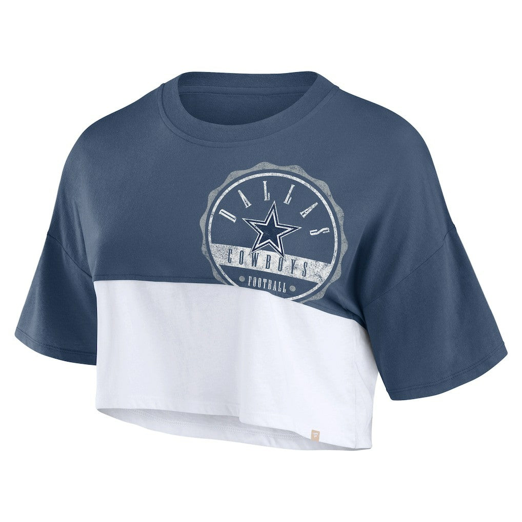 Dallas Cowboys Women's Boxy Color Split Cropped T-Shirt | NFL Discount