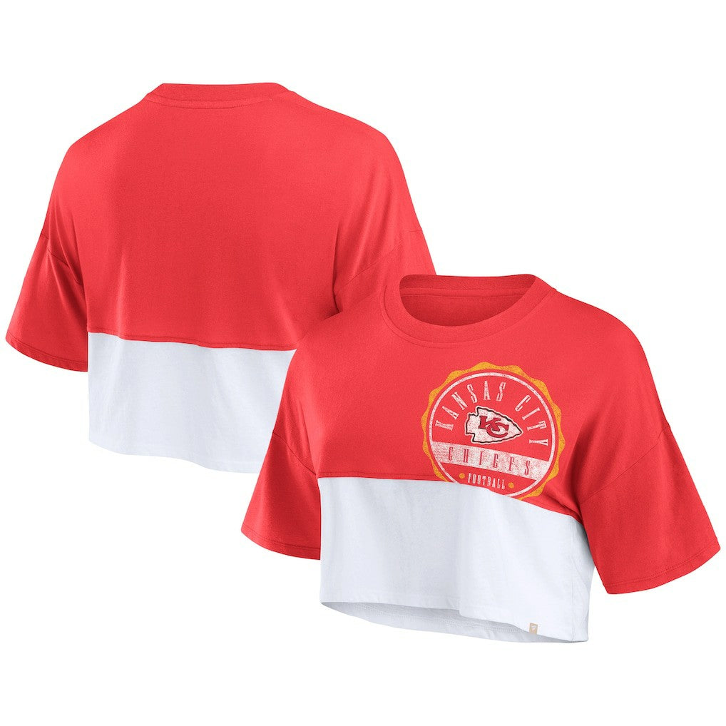 Kansas City Chiefs Women's Boxy Color Split Cropped T-Shirt | NFL US