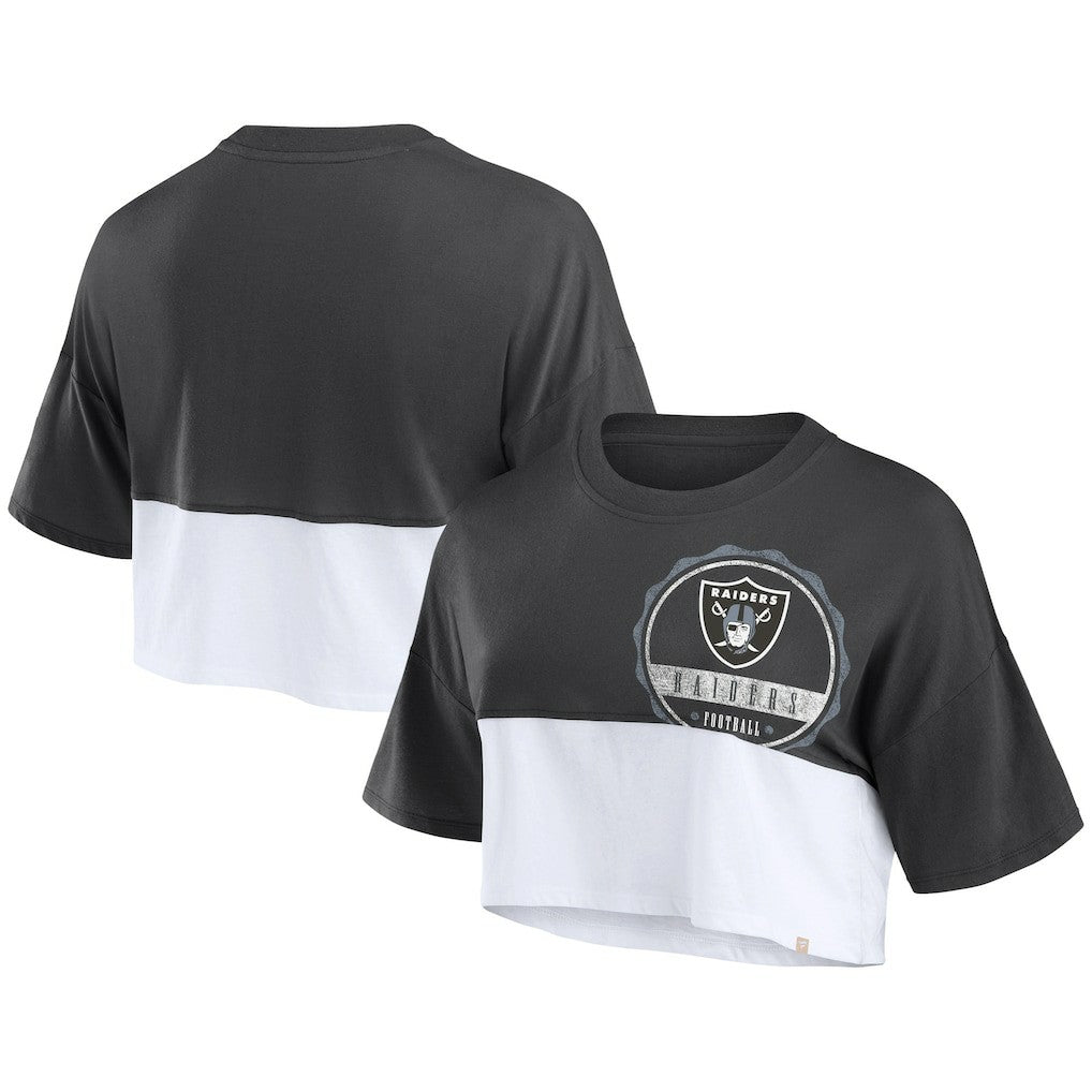 Las Vegas Raiders Women's Boxy Color Split Cropped T-Shirt | NFL New