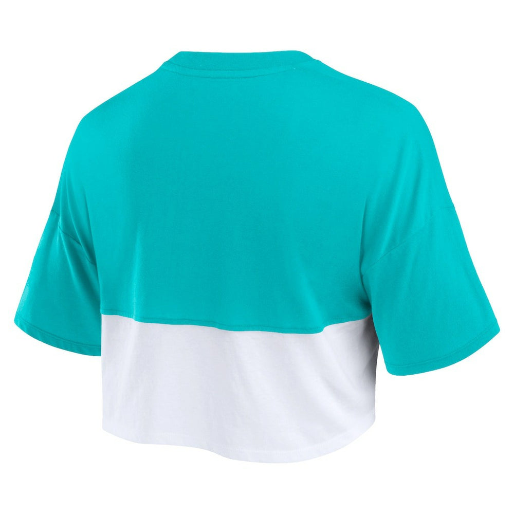 Miami Dolphins Women's Boxy Color Split Cropped T-Shirt | NFL New