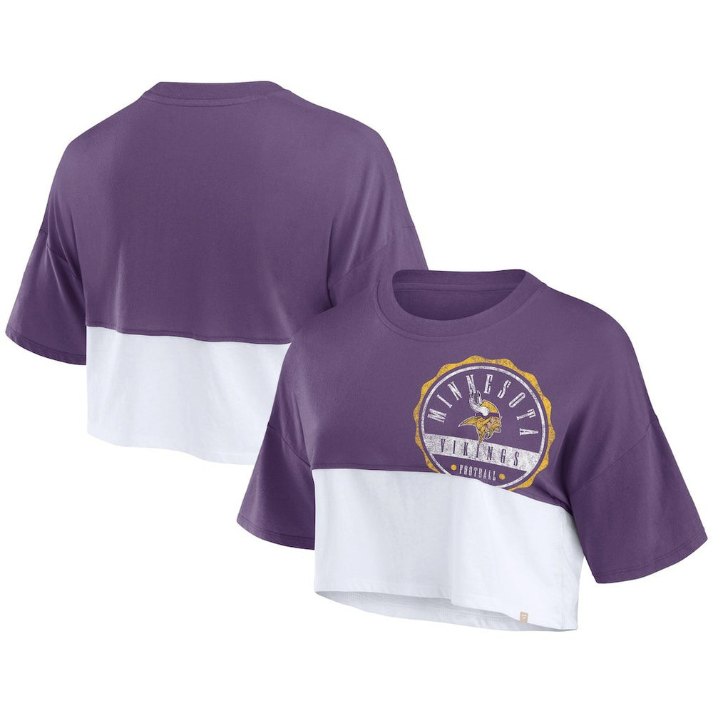 Minnesota Vikings Women's Boxy Color Split Cropped T-Shirt | NFL US