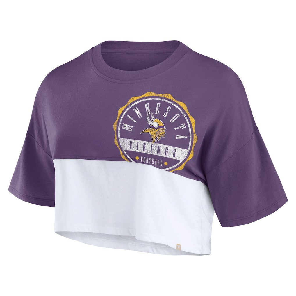 Minnesota Vikings Women's Boxy Color Split Cropped T-Shirt | NFL US