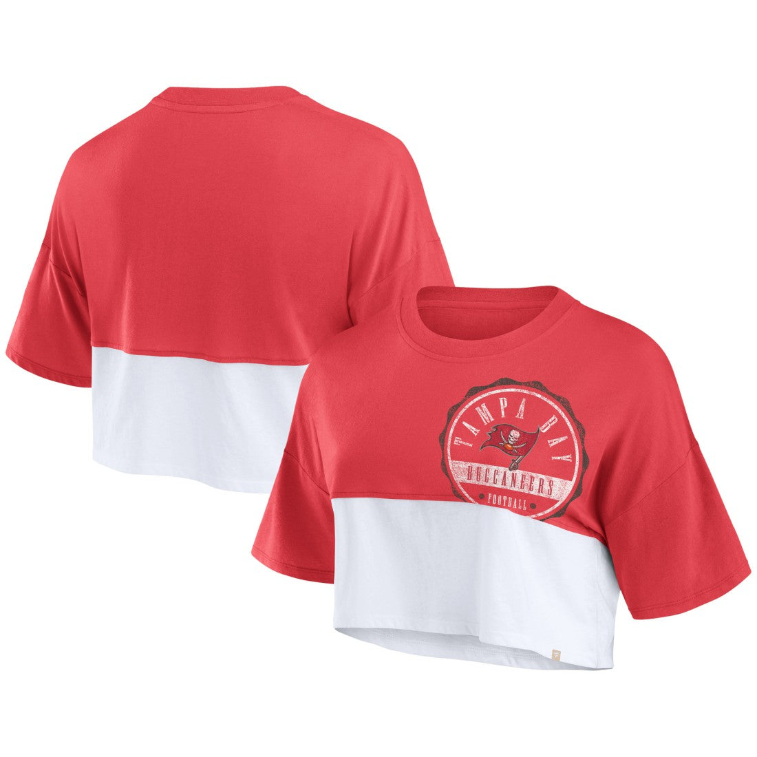 Tampa Bay Buccaneers Women's Boxy Color Split Cropped T-Shirt | NFL Sale