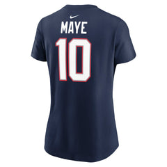 New England Patriots Drake Maye  Women's Super Bowl LX Patch Name & Number T-Shirt | NFL Outlet