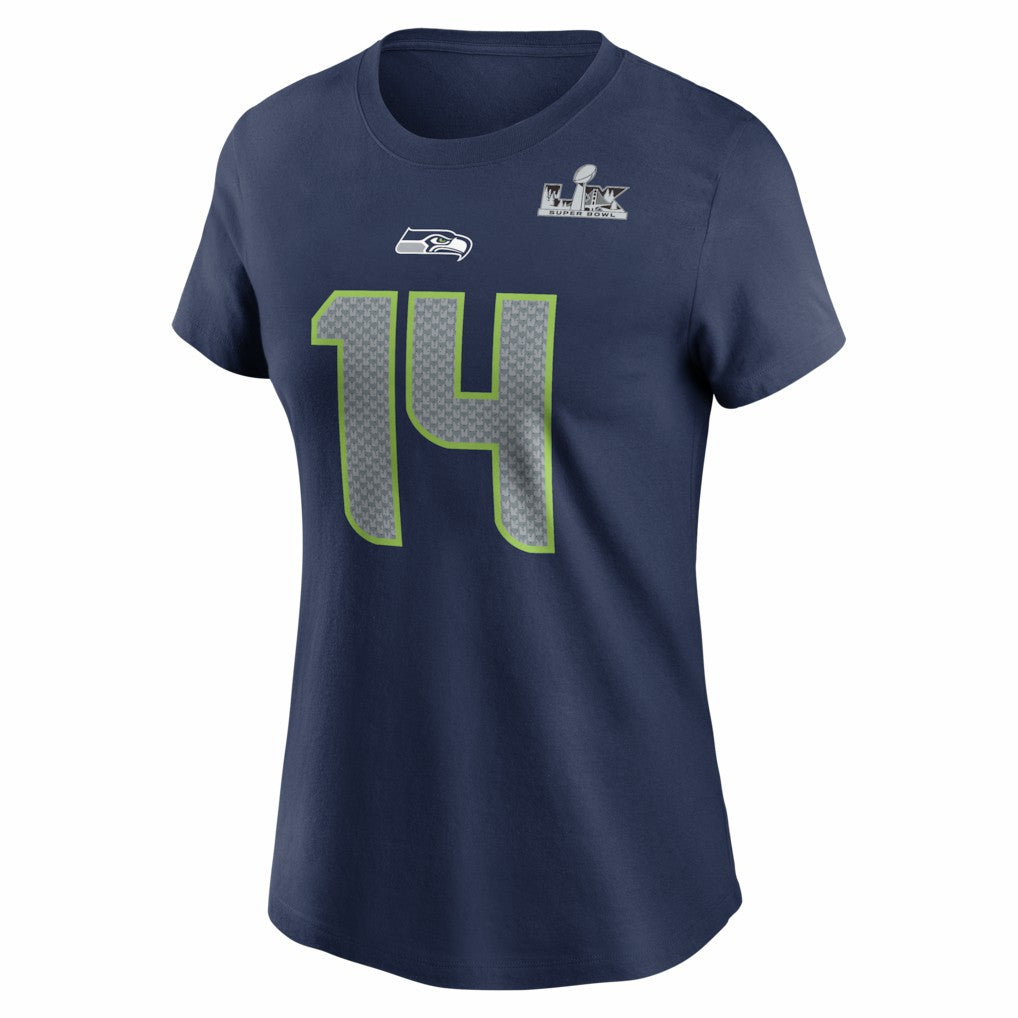 Seattle Seahawks Sam Darnold  Women's Super Bowl LX Patch Name & Number T-Shirt | NFL Outlet
