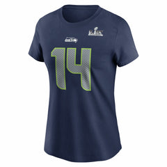 Seattle Seahawks Sam Darnold  Women's Super Bowl LX Patch Name & Number T-Shirt | NFL Outlet
