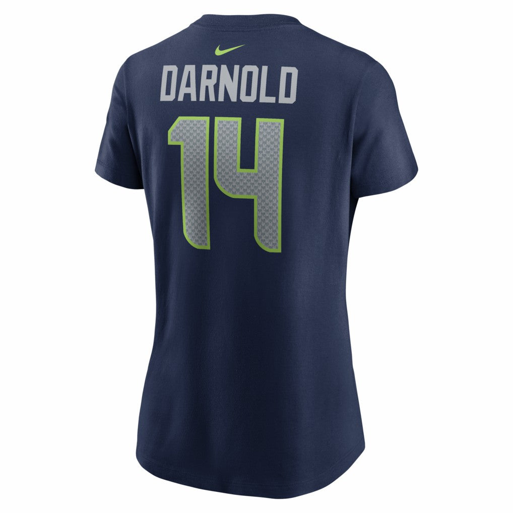 Seattle Seahawks Sam Darnold  Women's Super Bowl LX Patch Name & Number T-Shirt | NFL Outlet