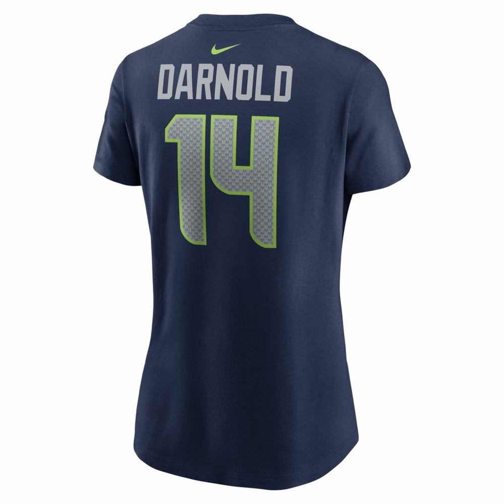 Seattle Seahawks Sam Darnold  Women's Super Bowl LX Patch Name & Number T-Shirt | NFL Outlet