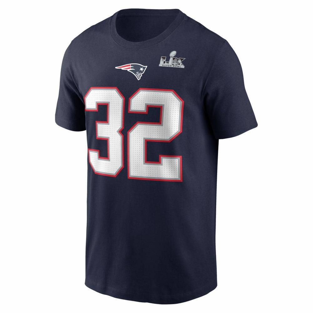 New England Patriots TreVeyon Henderson  Super Bowl LX Patch Name & Number T-Shirt | NFL Online