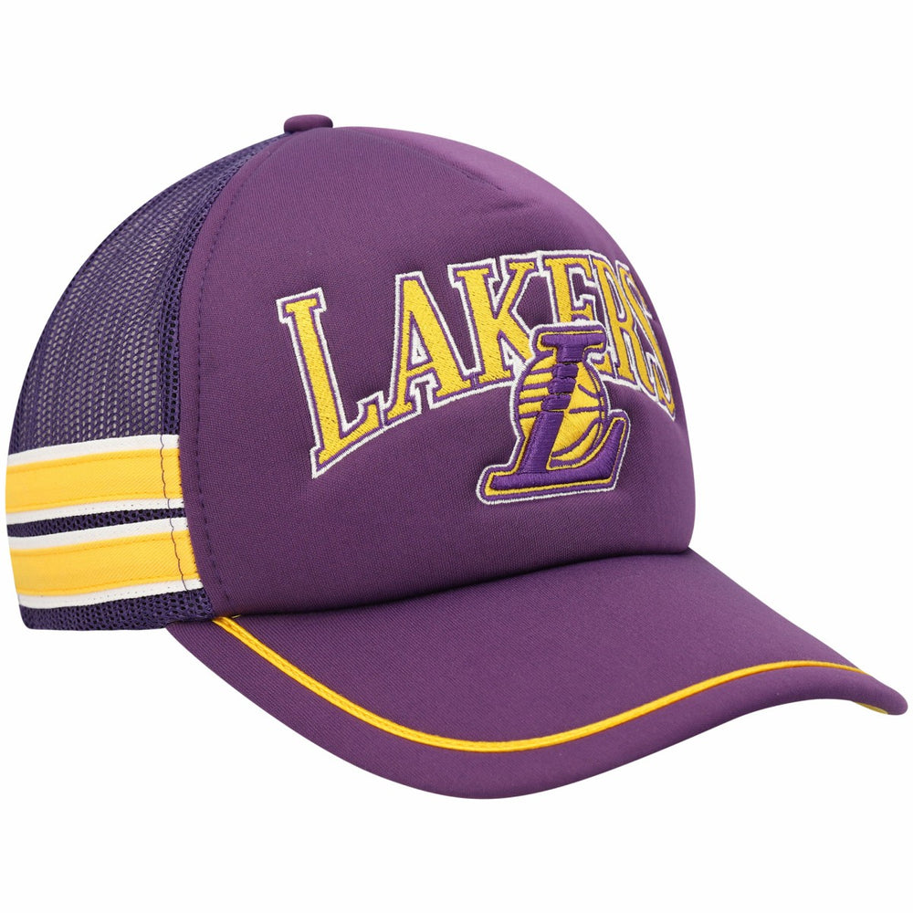 Purple Los Angeles Lakers '47 Sidebrand Stripes Trucker Adjustable Hat | NBA