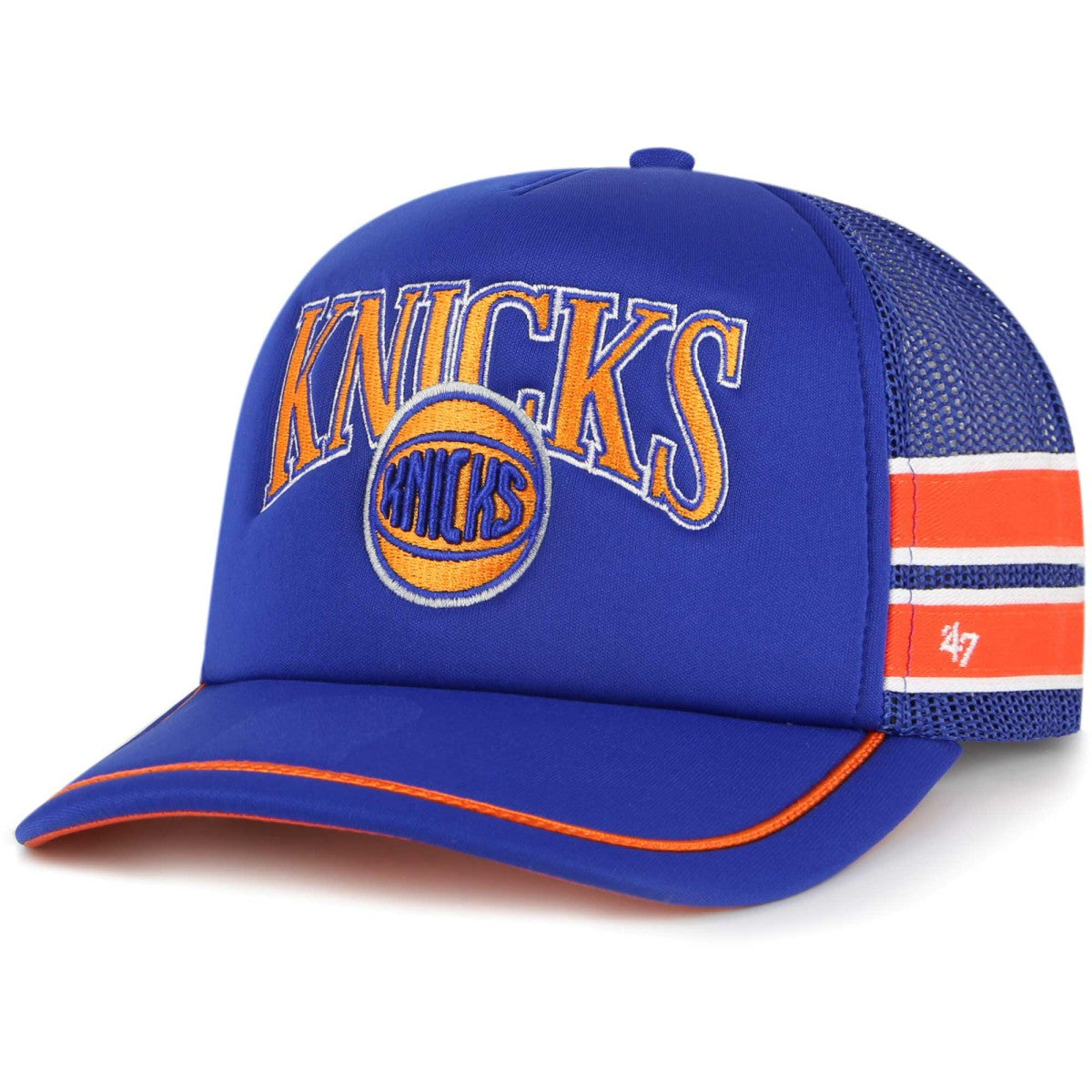 Blue New York Knicks '47 Sidebrand Stripes Trucker Adjustable Hat | NBA
