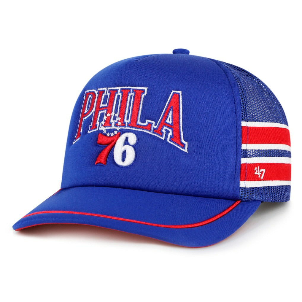 Royal Philadelphia 76ers '47 Sidebrand Stripes Trucker Adjustable Hat | NBA