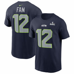 Seattle Seahawks 12s  Super Bowl LX Patch Name & Number T-Shirt | NFL Discount