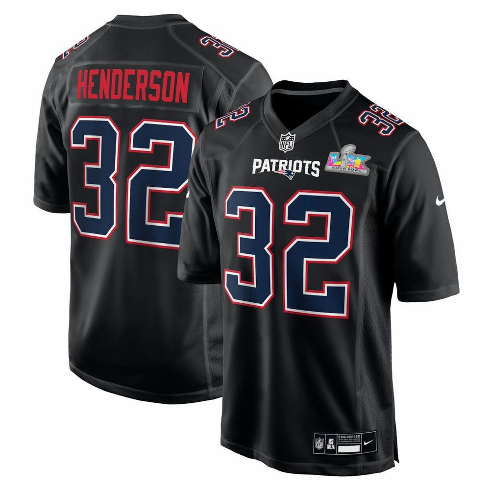 New England Patriots TreVeyon Henderson  Super Bowl LX Patch Carbon Fashion Game Jersey | NFL On sale