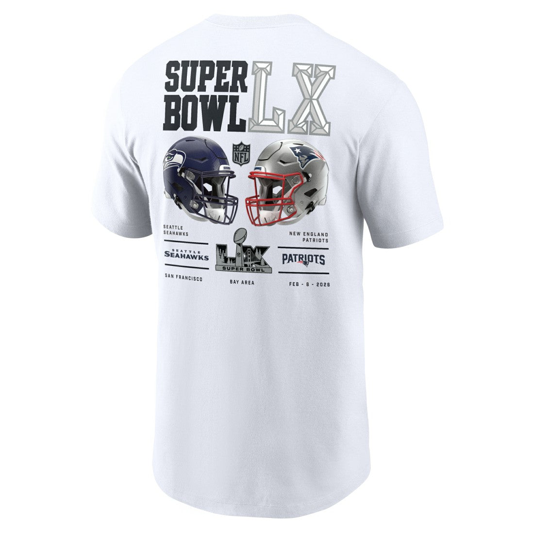 New England Patriots vs. Seattle Seahawks Super Bowl LX Dueling T-Shirt | NFL Near me