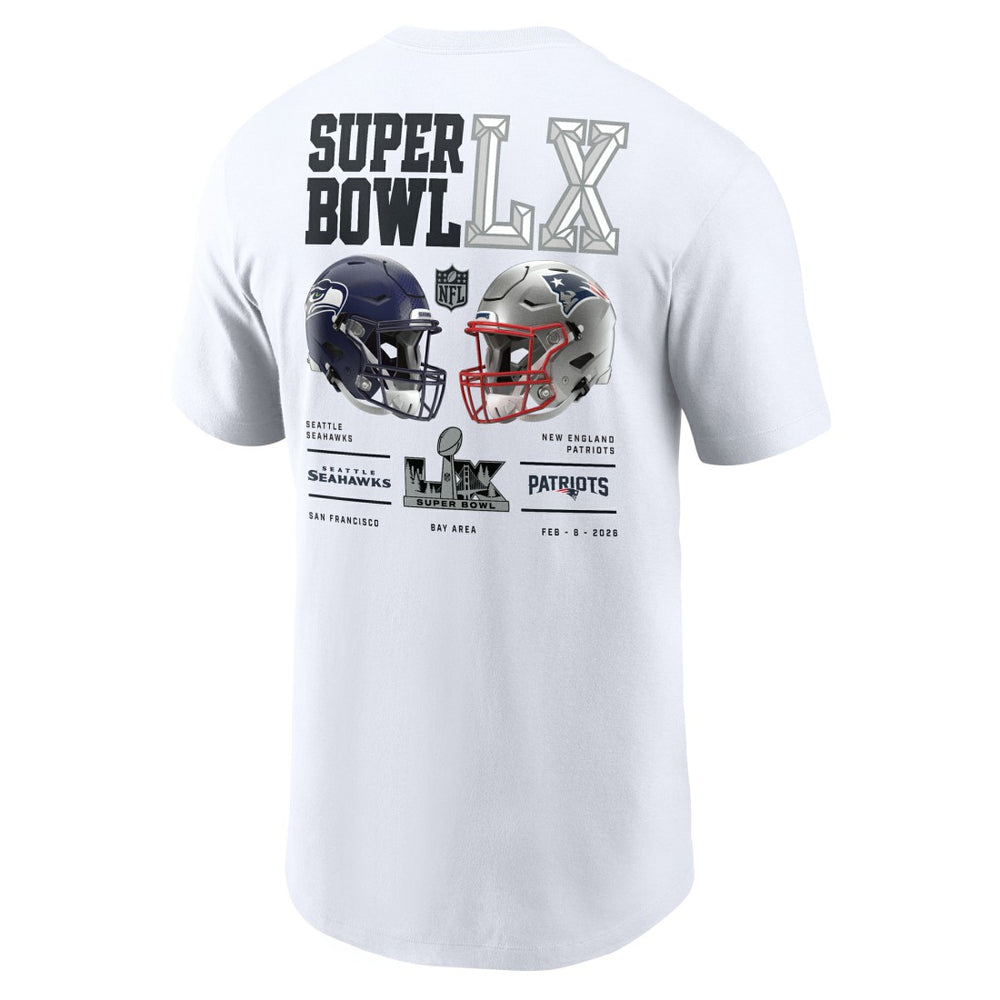 New England Patriots vs. Seattle Seahawks Super Bowl LX Dueling T-Shirt | NFL Near me