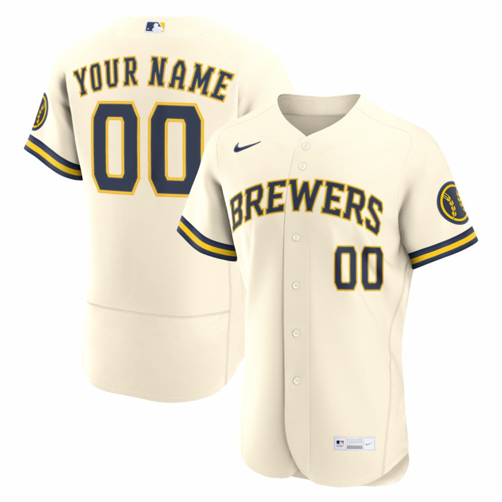 Milwaukee Brewers Nike Home Authentic Custom Jersey - MLB Jerseys