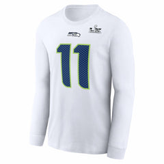 Seattle Seahawks Jaxon Smith-Njigba  Super Bowl LX Champions Patch Name & Number Long Sleeve T-Shirt | NFL Outlet