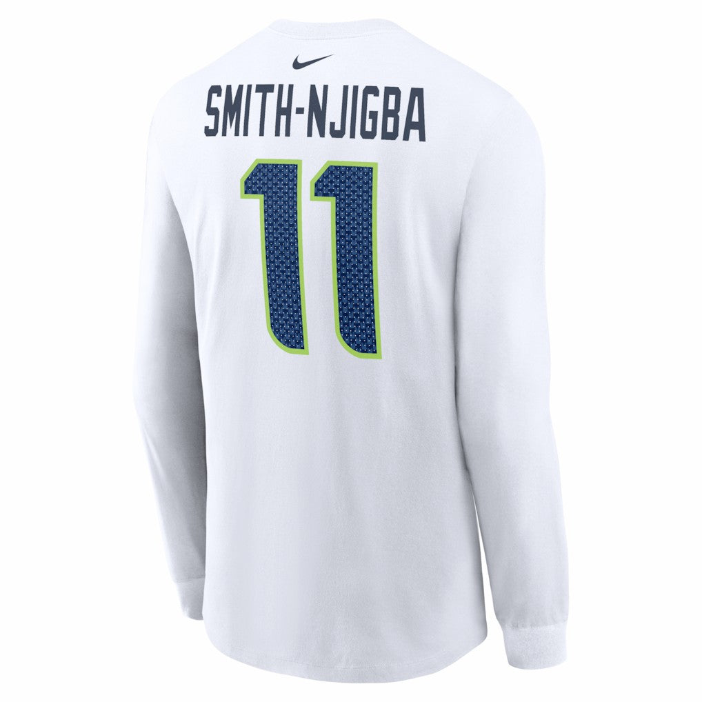 Seattle Seahawks Jaxon Smith-Njigba  Super Bowl LX Champions Patch Name & Number Long Sleeve T-Shirt | NFL Outlet