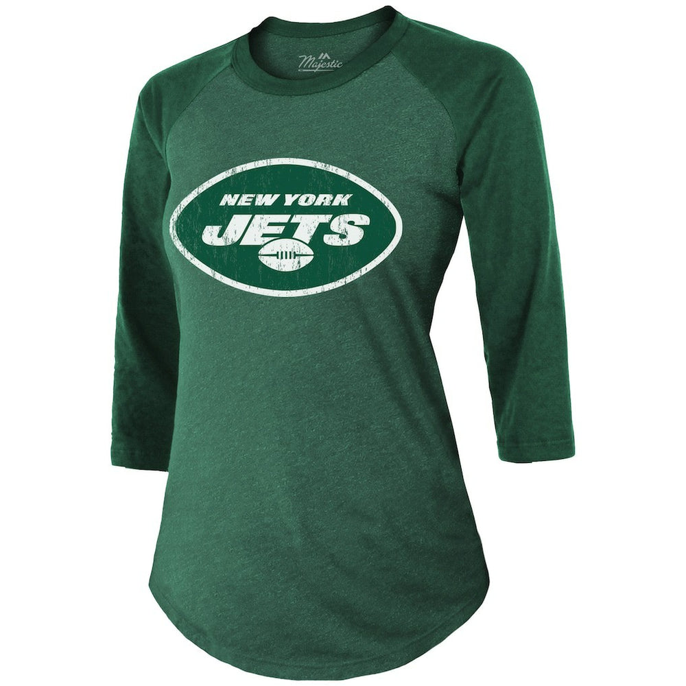 New York Jets Ahmad Sauce Gardner  Majestic Threads Women's Player Name & Number Tri-Blend 3/4-Sleeve Fitted T-Shirt | NFL Discount