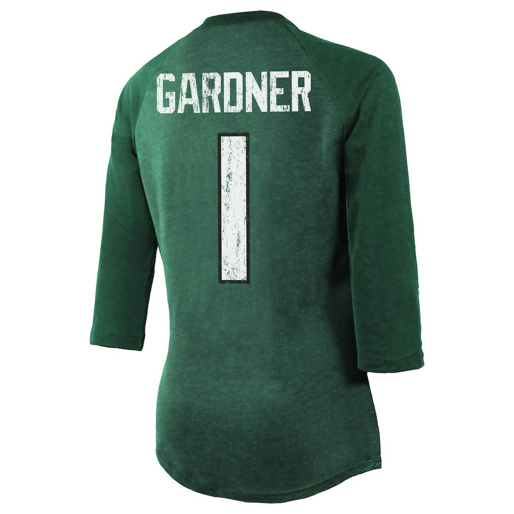 New York Jets Ahmad Sauce Gardner  Majestic Threads Women's Player Name & Number Tri-Blend 3/4-Sleeve Fitted T-Shirt | NFL Discount