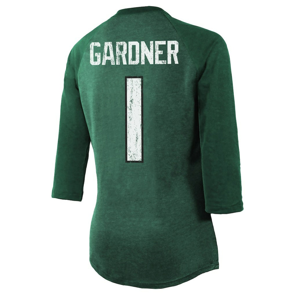 New York Jets Ahmad Sauce Gardner  Majestic Threads Women's Player Name & Number Tri-Blend 3/4-Sleeve Fitted T-Shirt | NFL Discount