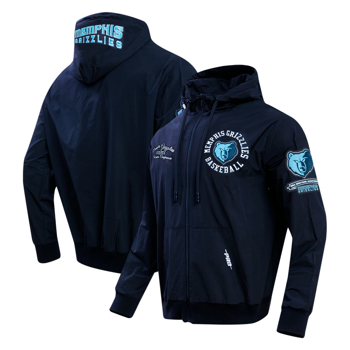 Navy Memphis Grizzlies Pro Standard Hybrid Full-Zip Hoodie | NBA