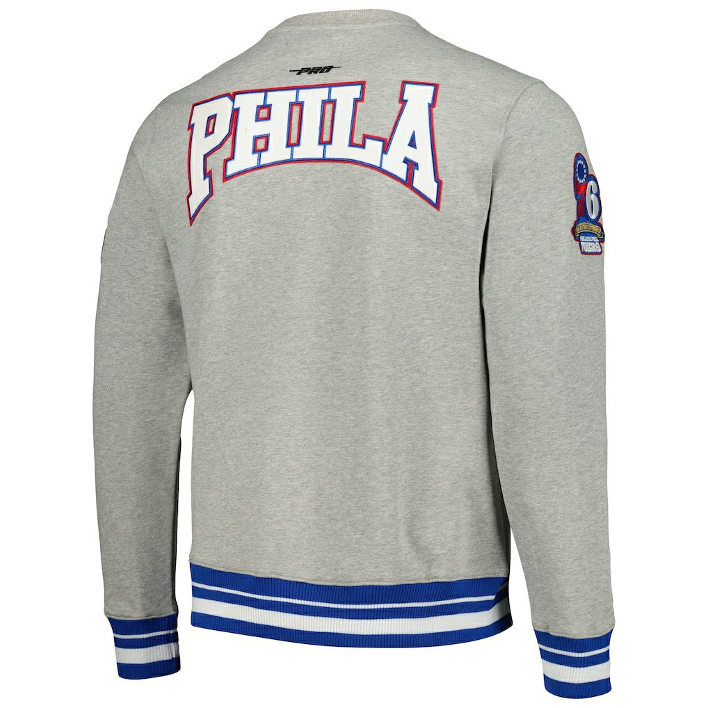 Heather Gray Philadelphia 76ers Pro Standard Crest Emblem Pullover Sweatshirt | NBA
