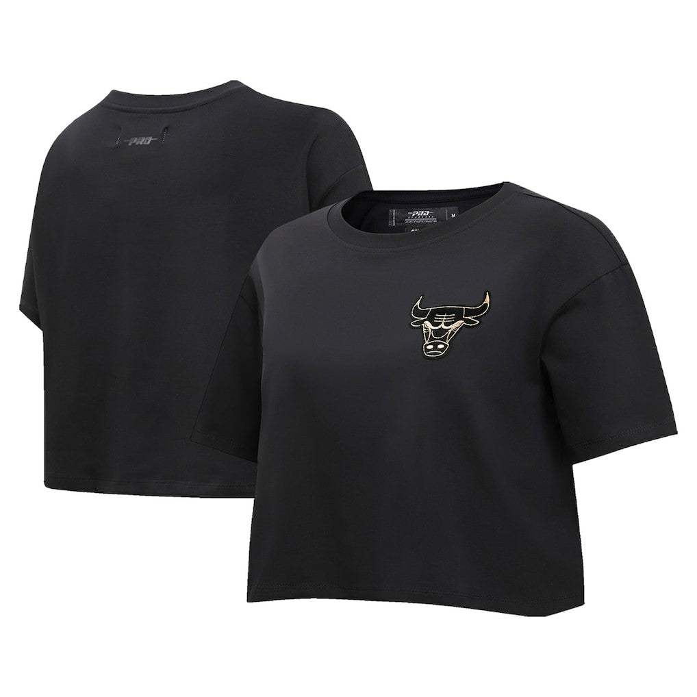 Black Chicago Bulls Pro Standard Women's Holiday Glam Boxy T-Shirt sale | NBA