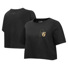 Black Philadelphia 76ers Pro Standard Women's Holiday Glam Boxy T-Shirt | NBA